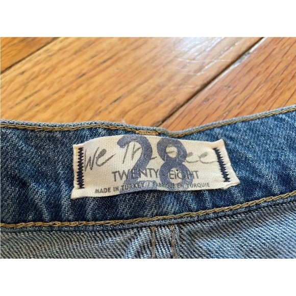 Free People We The Free Distressed Fly Blue Denim Mini Skirt BOHO Womens Size 28 - Picture 7 of 12